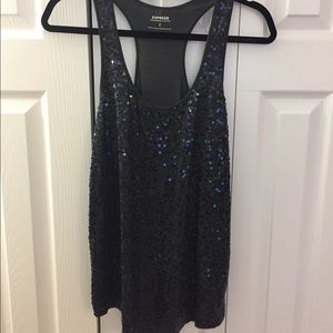 Gray Sequin Racerback Tank